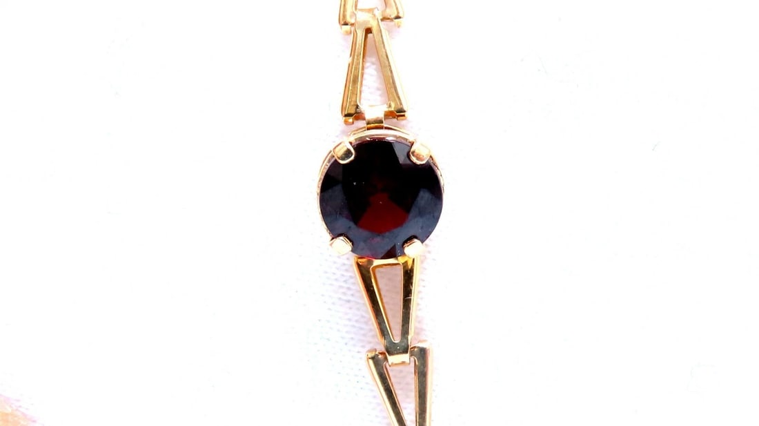 3.50ct natural garnets bracelet 14kt gold - 2