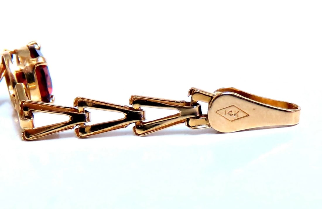 3.50ct natural garnets bracelet 14kt gold - 4