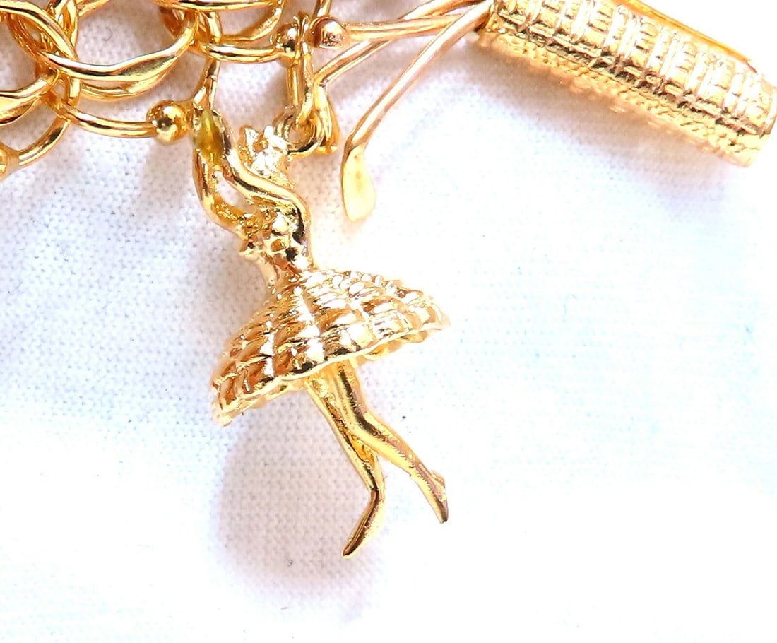 Nine Charms Link Bracelet 14kt gold 7 inch 54gm - 8