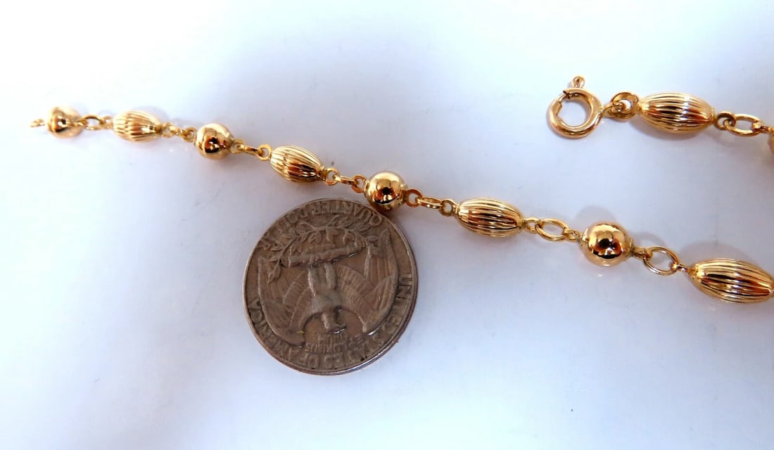 Melon & Bead Link Chain Bracelet 7inch 14kt gold - 2