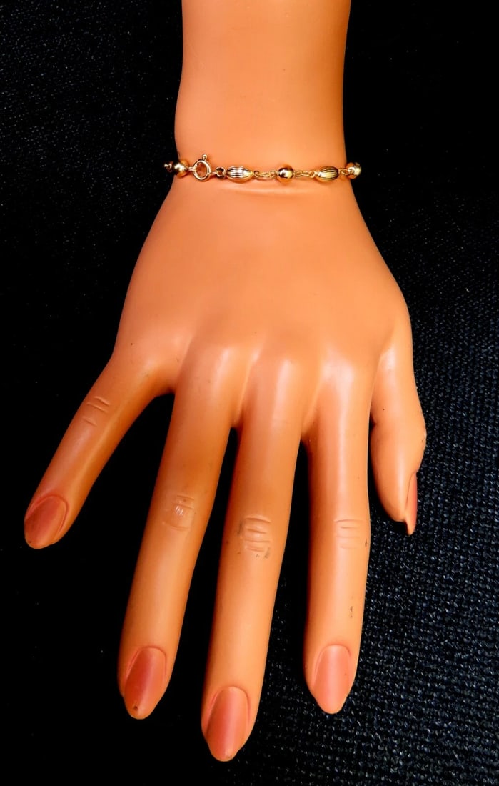 Melon & Bead Link Chain Bracelet 7inch 14kt gold - 3