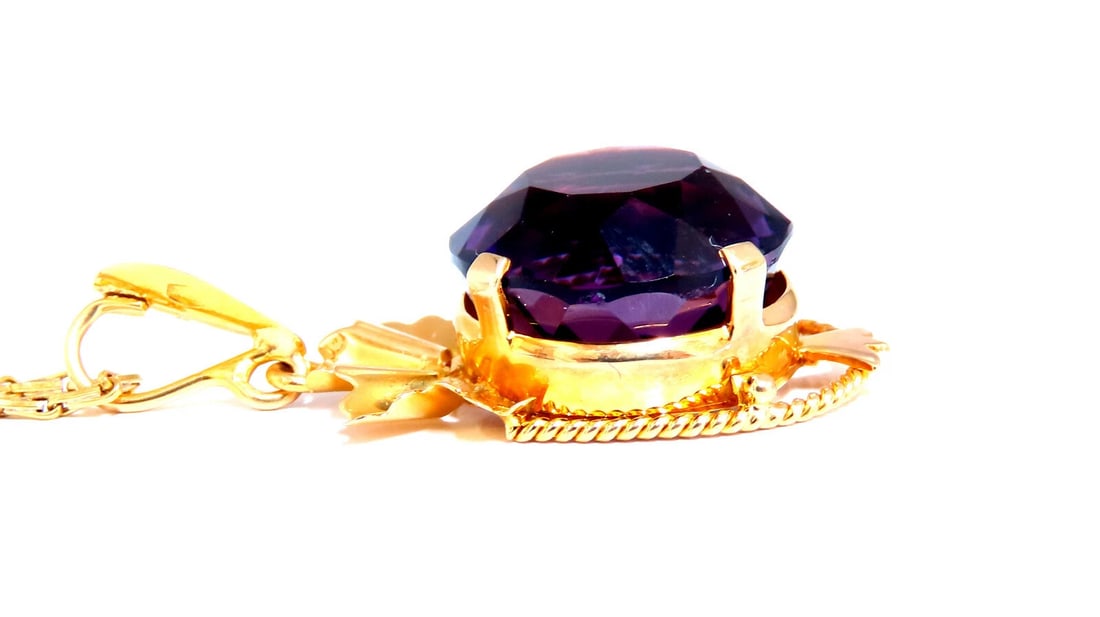 20ct Natural Round Amethyst Vintage Pendant 18kt - 2