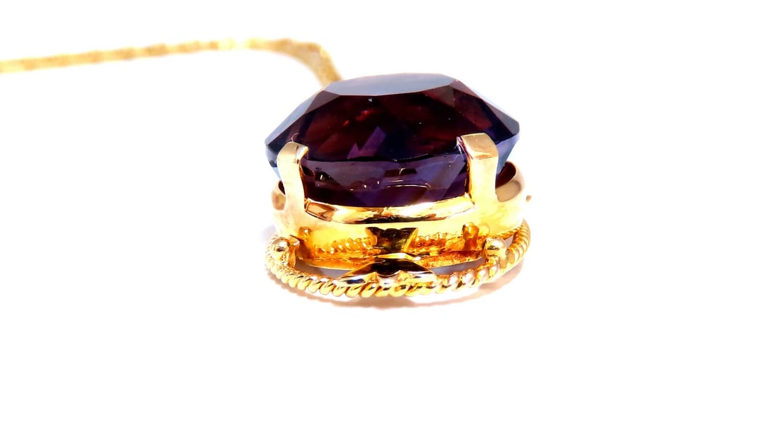 20ct Natural Round Amethyst Vintage Pendant 18kt - 4