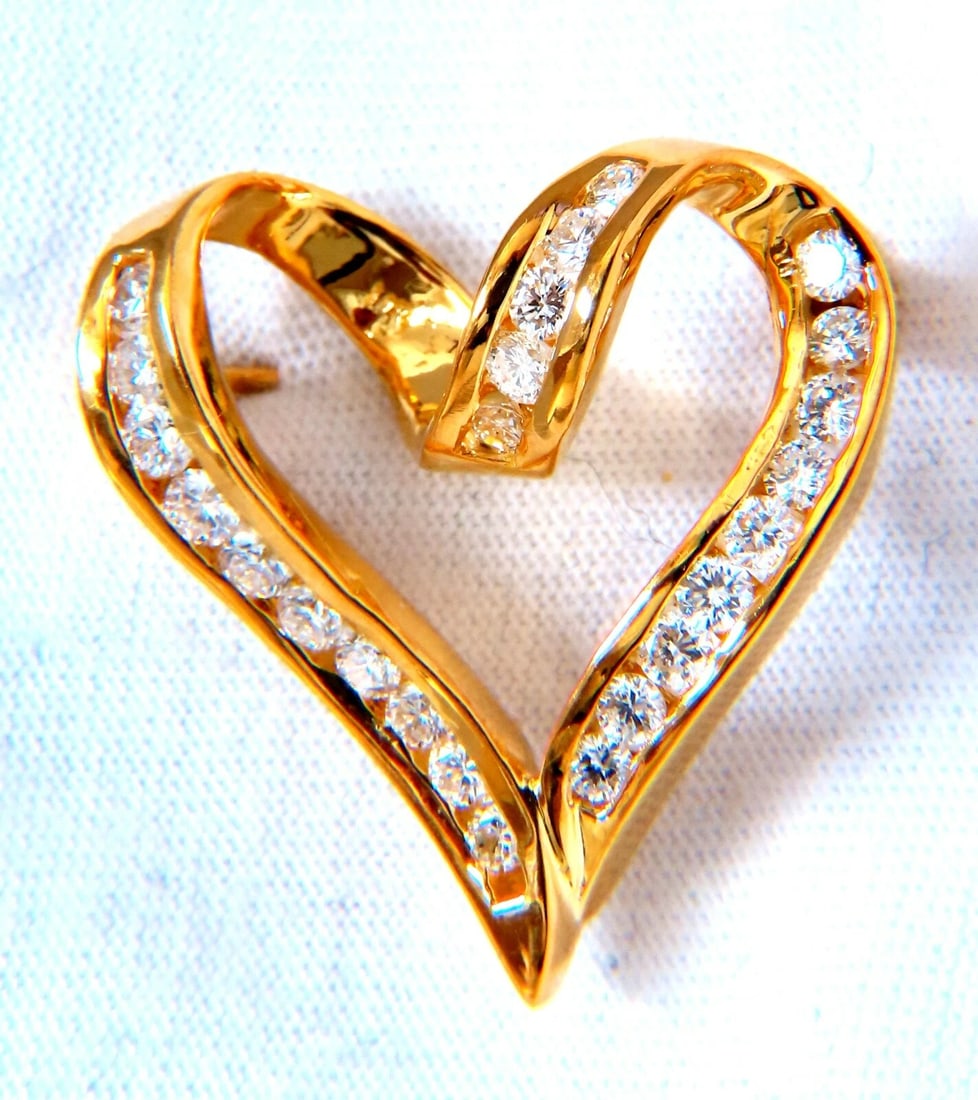 1.10ct Natural Diamonds Heart Pin 14kt - 2