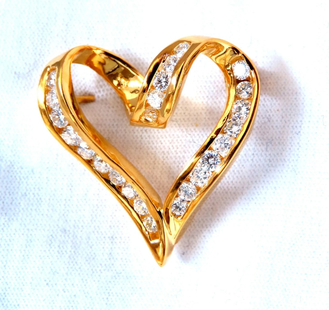 1.10ct Natural Diamonds Heart Pin 14kt - 3