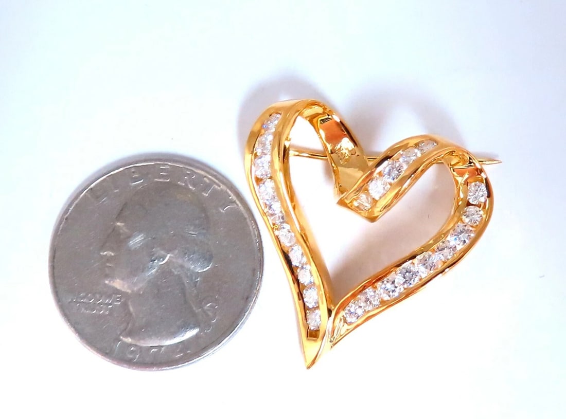 1.10ct Natural Diamonds Heart Pin 14kt - 6