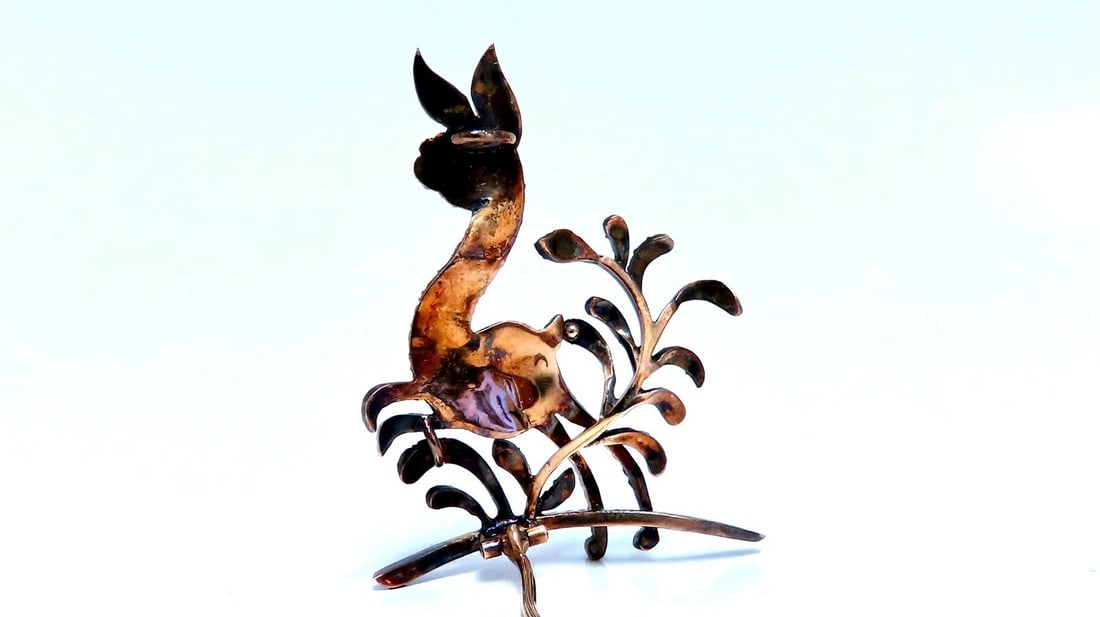 Antique 3ct Natural Diamonds Deer Pin 14kt - 4