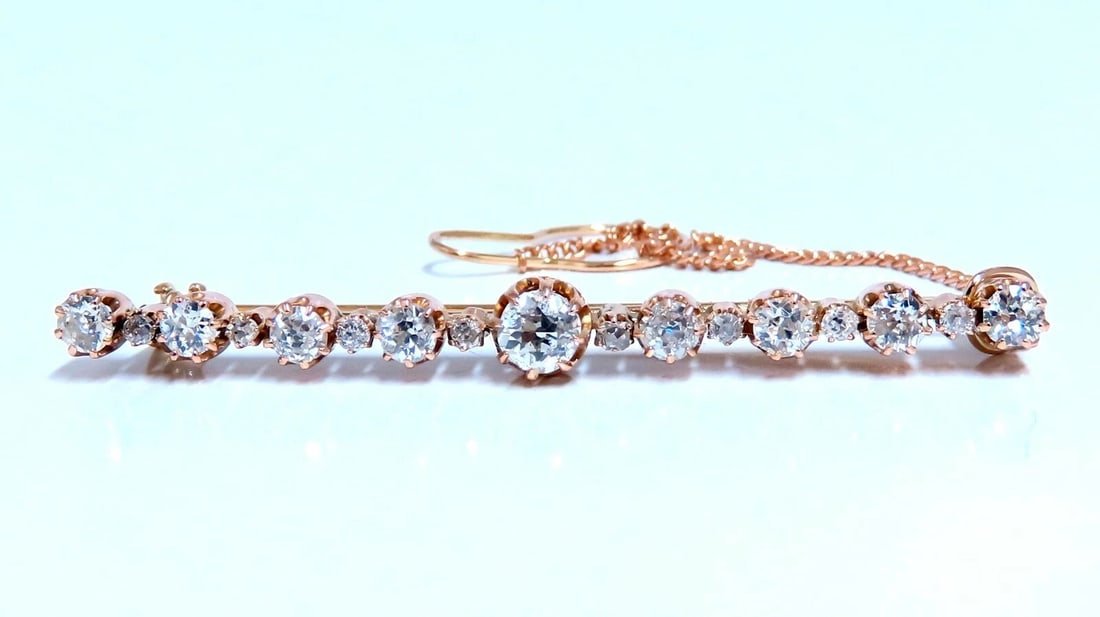 2ct Natural diamonds Pin / Tie Bar & Shirt Chain 14kt Vintage (1 of 4)