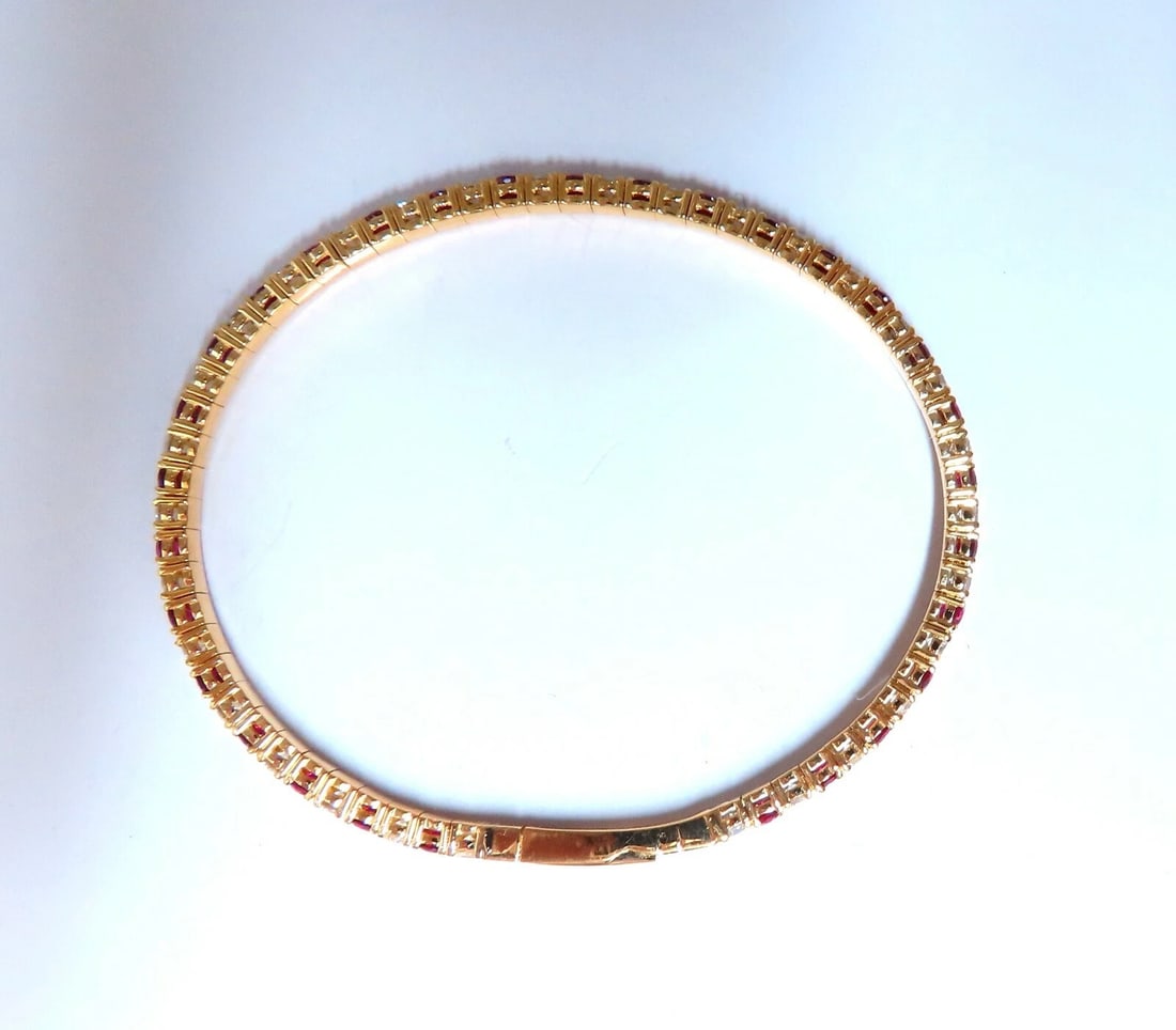 4.65ct vivid red natural ruby diamonds tennis Flexible Bangle bracelet 14kt - 3