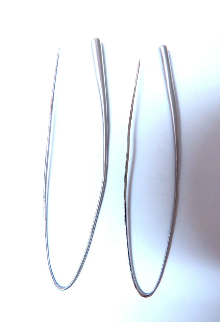 14Kt Gold Solid Satin Tubular Slip Lobe Wire Earrings Gothic Revisit - 2
