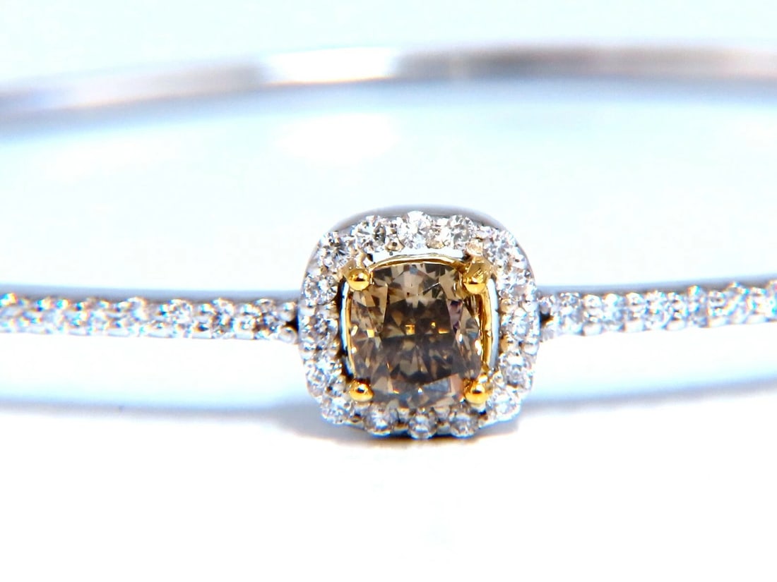 1.20ct Natural Fancy Color Diamonds Bangle Bracelet 14kt Gold Mod Deco Prime - 3
