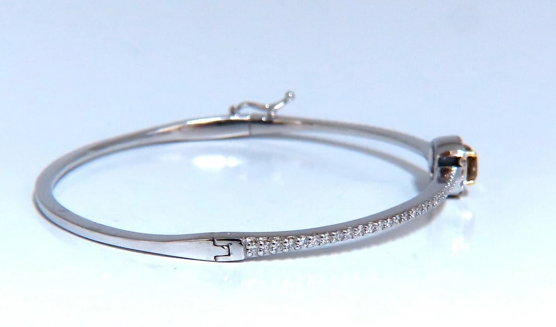 1.20ct Natural Fancy Color Diamonds Bangle Bracelet 14kt Gold Mod Deco Prime - 4