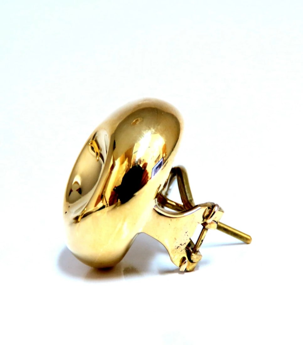 18kt Gold Clip earrings Panda Eye Domed - 2