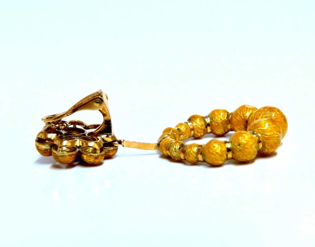 Bohemian European Mod Enamel Ball Bead Cluster Dangle Earrings 18kt - 3