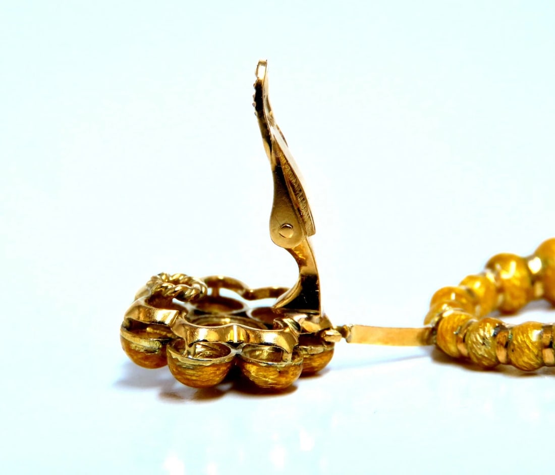 Bohemian European Mod Enamel Ball Bead Cluster Dangle Earrings 18kt - 4