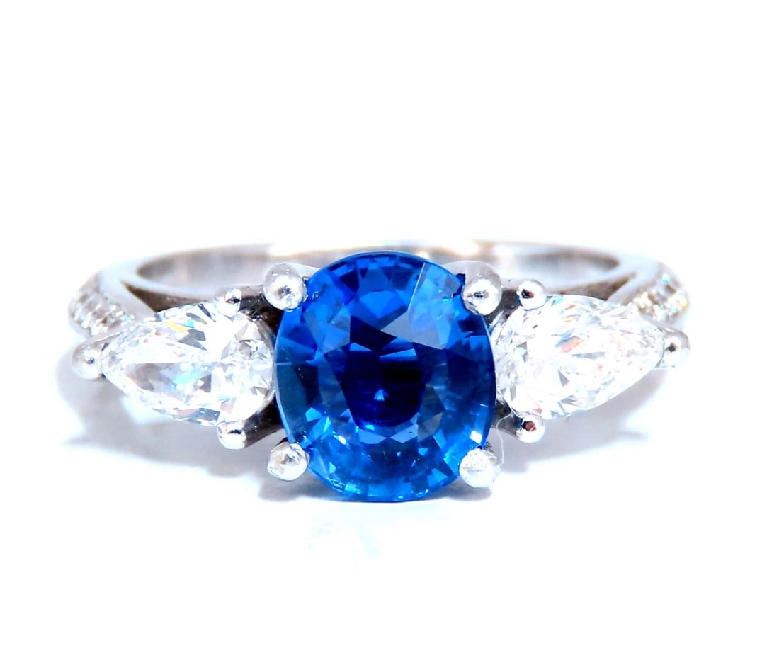 GIA Certified 2.13ct Natural Sapphire Diamonds Ring Platinum - 2