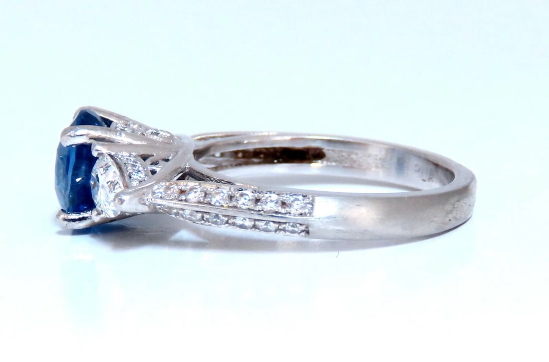 GIA Certified 2.13ct Natural Sapphire Diamonds Ring Platinum - 3