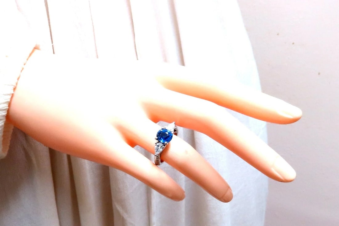 GIA Certified 2.13ct Natural Sapphire Diamonds Ring Platinum - 7