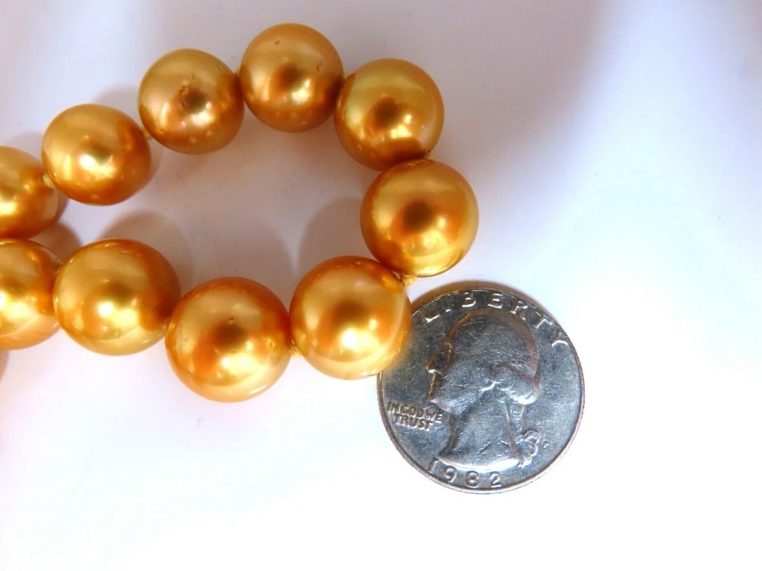 GIA certified Natural South Sea Golden Pearls Necklace 14mm - 5