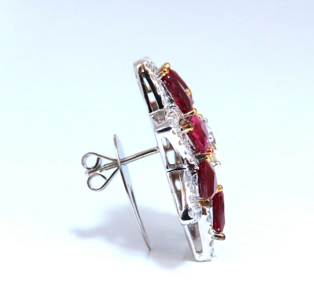 Magnificent 18.60ct GIA Certified Diamond Ruby Cluster Earrings 18kt - 2