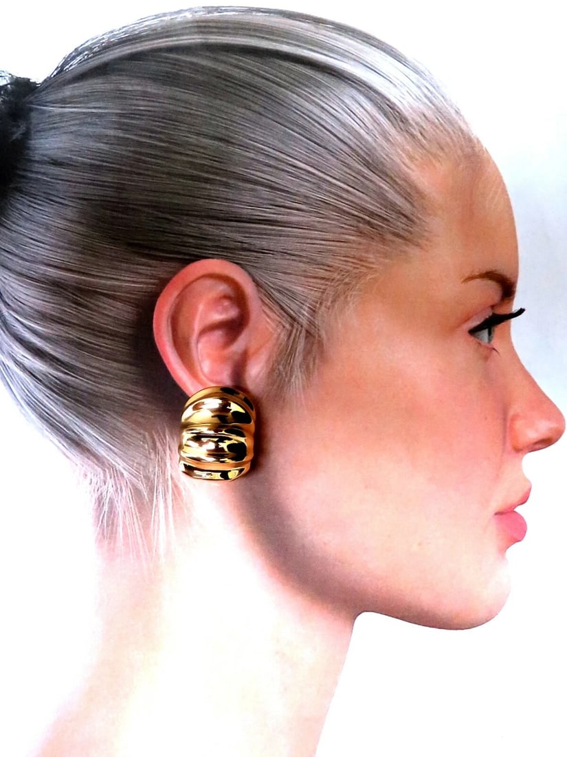 Andrew Clunn 18kt Gold Clip earrings Watermelon Classic - 6