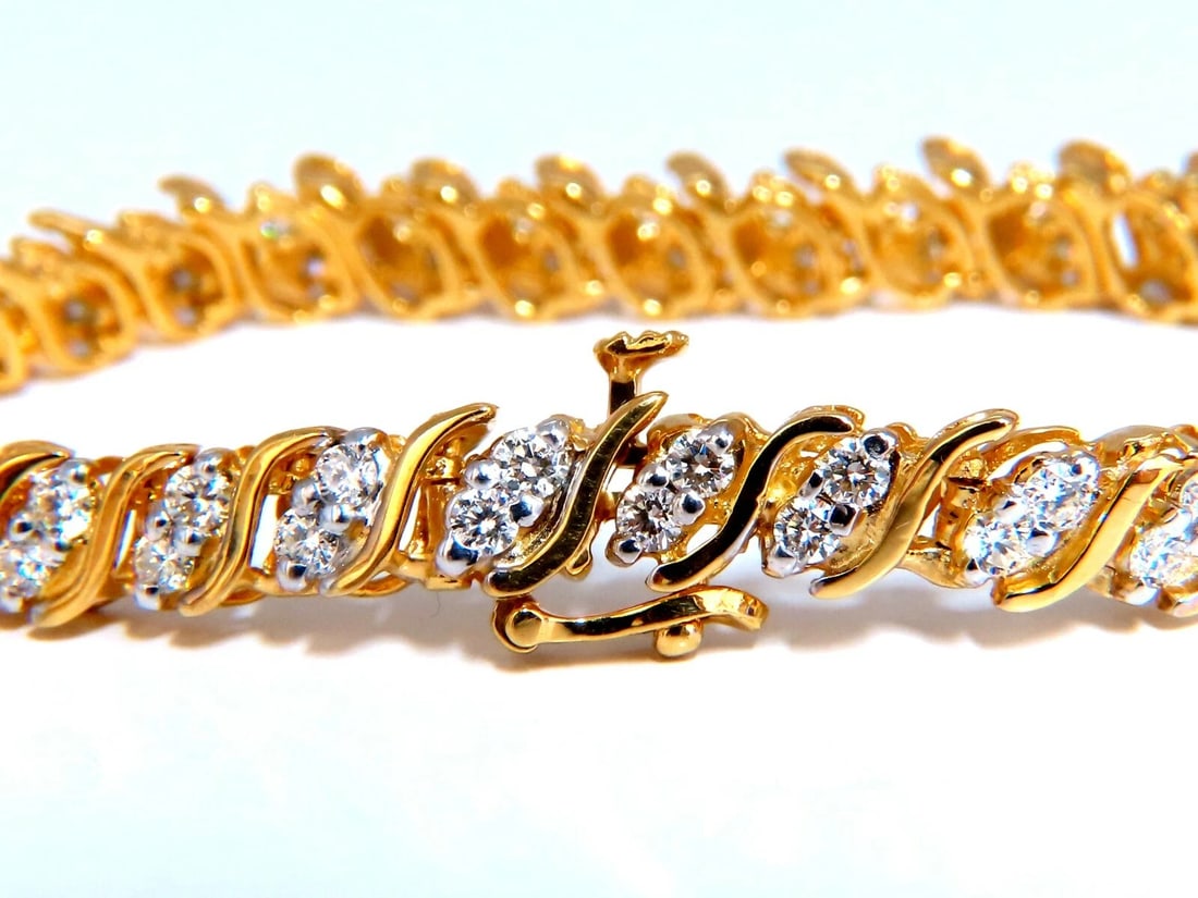 3.00 natural diamonds S Link Tennis Bracelet 14kt - 2