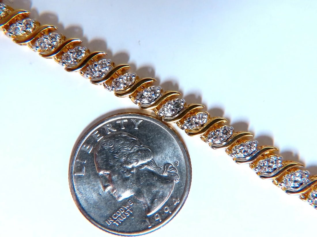 3.00 natural diamonds S Link Tennis Bracelet 14kt - 4