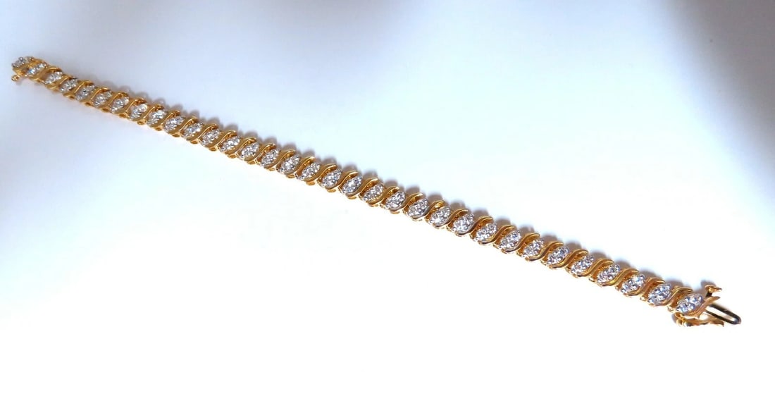 3.00 natural diamonds S Link Tennis Bracelet 14kt - 5