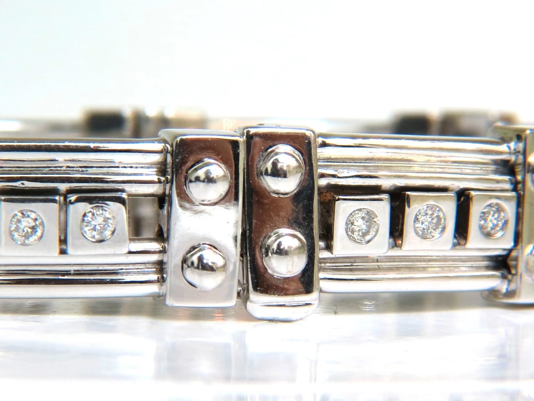 Mens Studded Gothic Deco Sliding Diamonds Box Bead Deco Channel Bracelet 14kt - 6