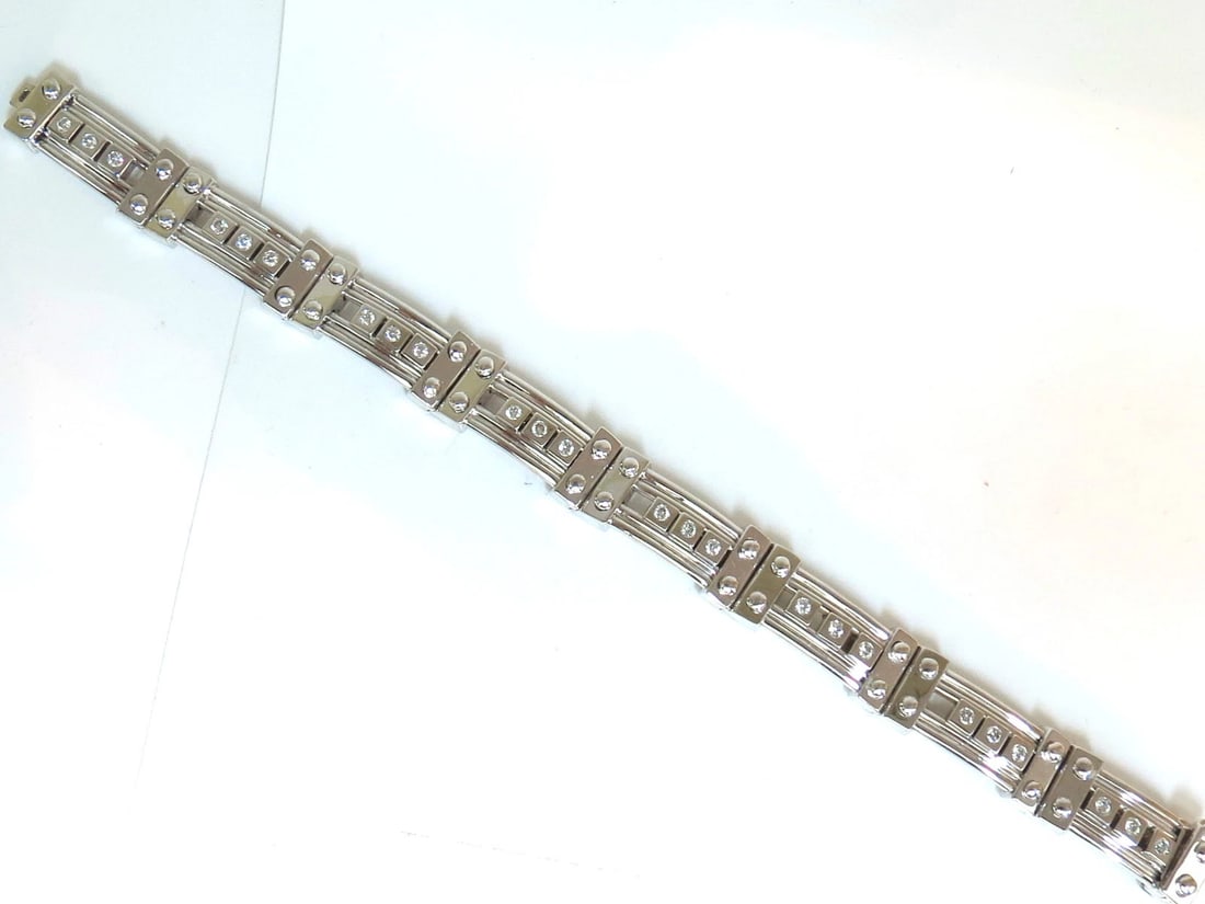 Mens Studded Gothic Deco Sliding Diamonds Box Bead Deco Channel Bracelet 14kt - 7