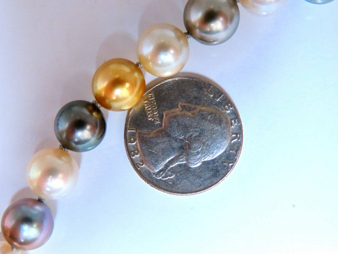 GIA certified Natural Peacock Tahitian Saltwater Pearls necklace 12.6m 14k - 4