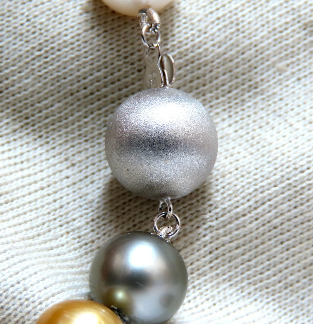 GIA certified Natural Peacock Tahitian Saltwater Pearls necklace 12.6m 14k - 5