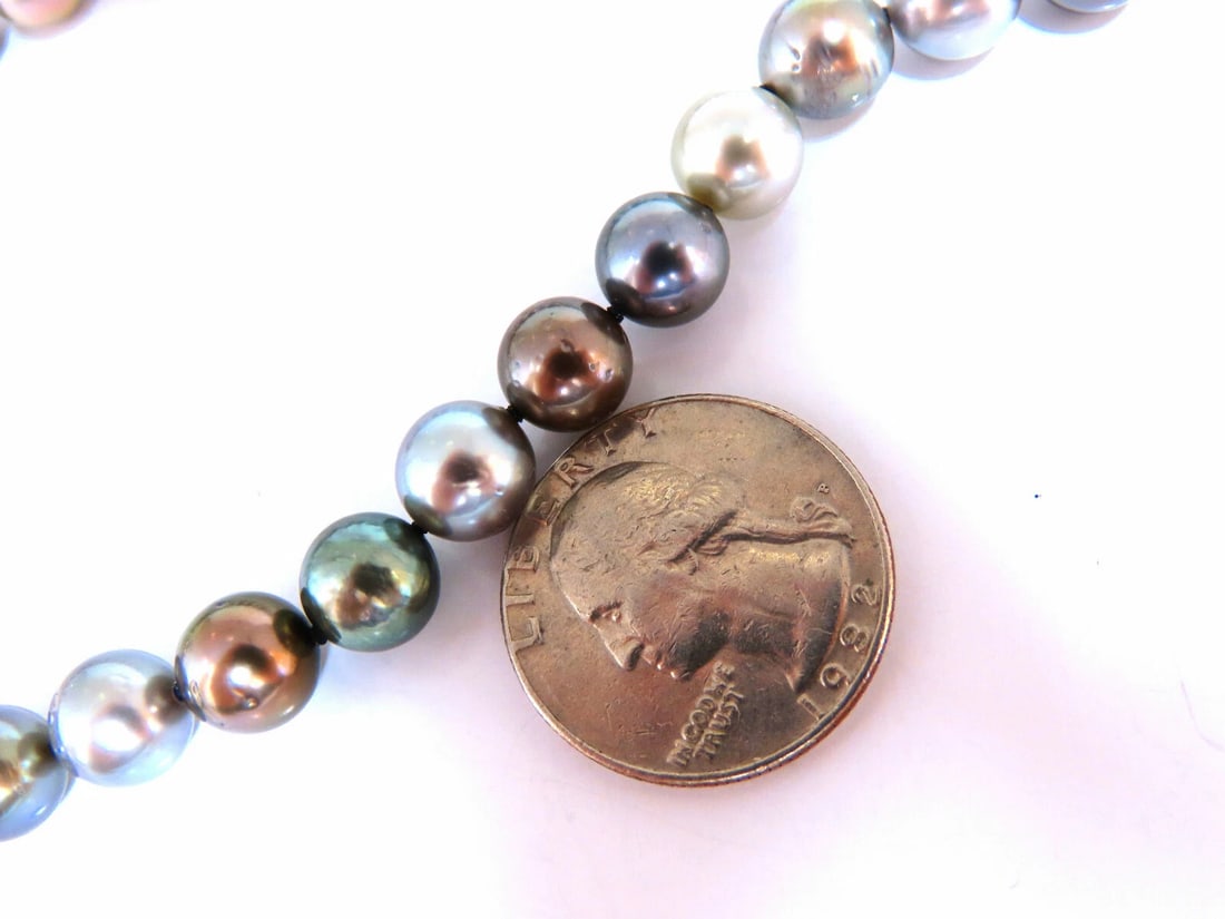 GIA certified Natural Multicolor Tahitian Saltwater Pearls necklace 9m 14k - 3