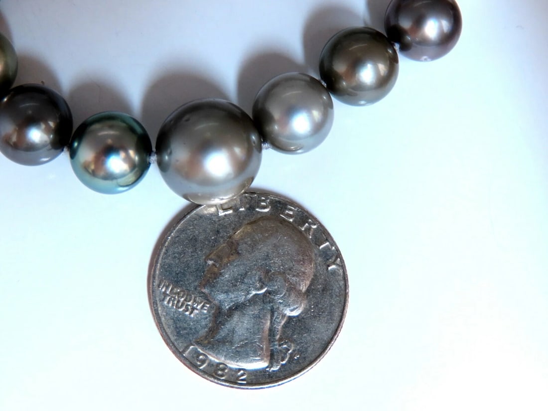 GIA certified Natural Multicolor Tahitian Saltwater Pearls necklace 12.7m 14k - 3