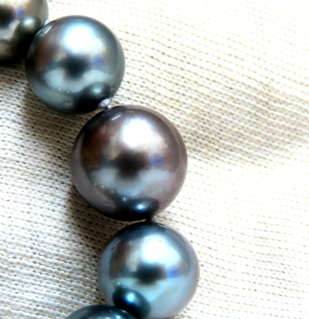 GIA certified Natural Multicolor Tahitian Saltwater Pearls necklace 13.5m 14k - 5
