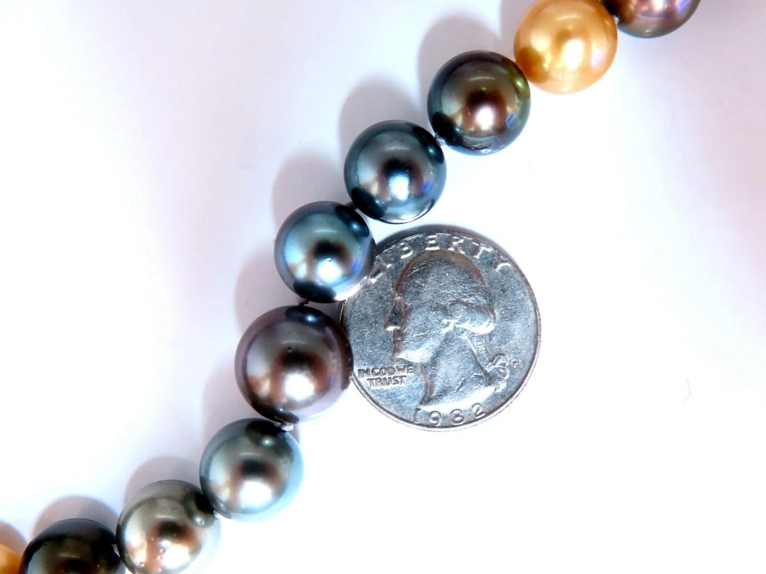 GIA certified Natural Multicolor Tahitian Saltwater Pearls necklace 13.5m 14k - 6