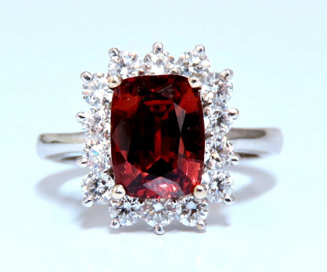 GIA Certified 3.38ct Natural Orange Sapphire Diamonds Ring 14kt No Heat - 2