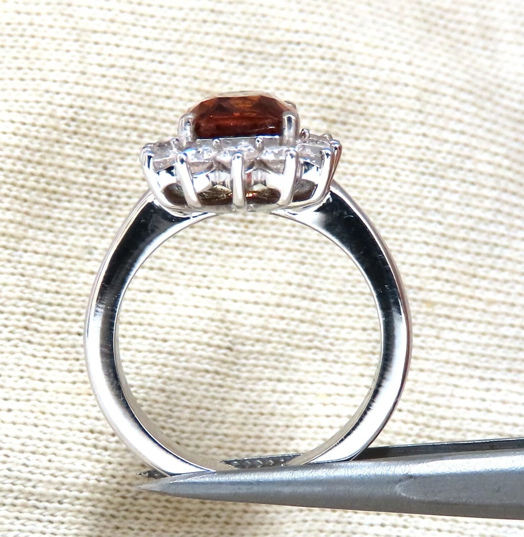 GIA Certified 3.38ct Natural Orange Sapphire Diamonds Ring 14kt No Heat - 5