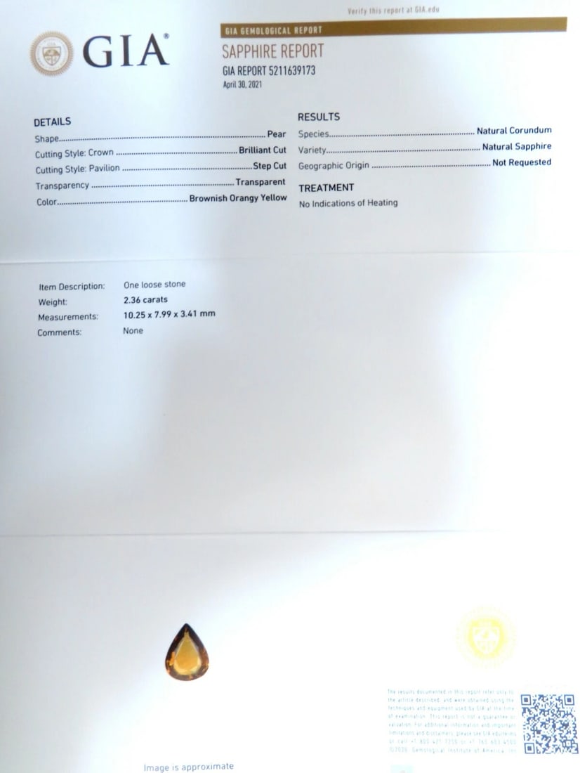 GIA Certified 2.36ct Natural Yellow Natural Sapphire Diamonds Ring Platinum - 2