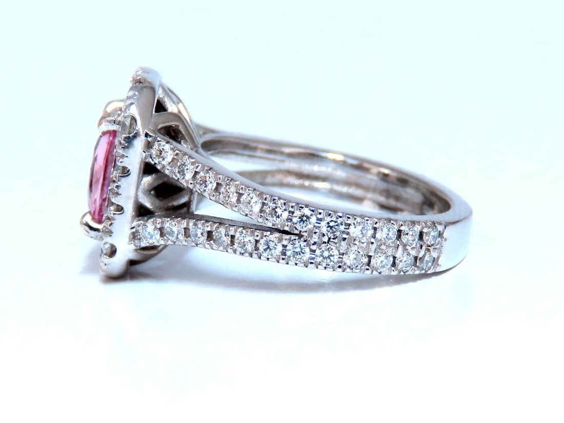 GIA Certified 1.14ct Natural Padparadscha Sapphire Diamonds Ring 14kt - 4