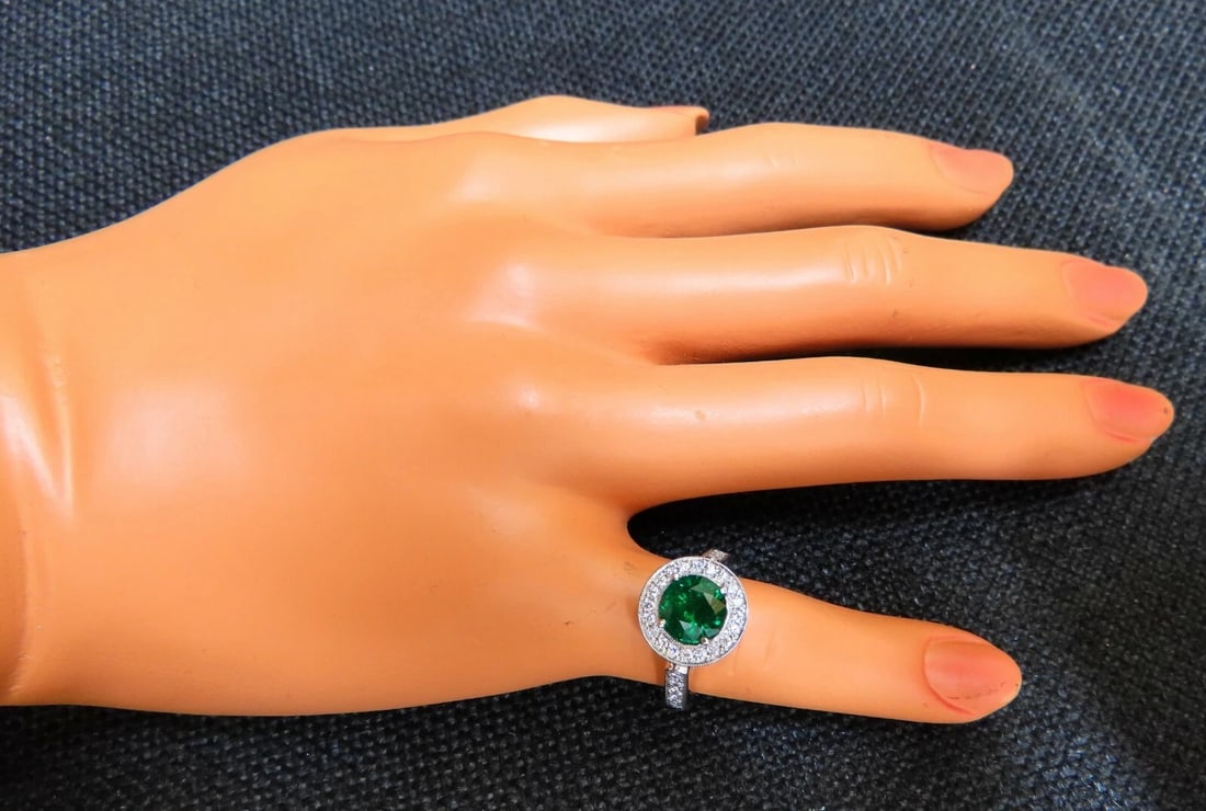 GIA Certified: 1.62ct Natural Emerald Diamonds Ring 18kt (F1) - 6