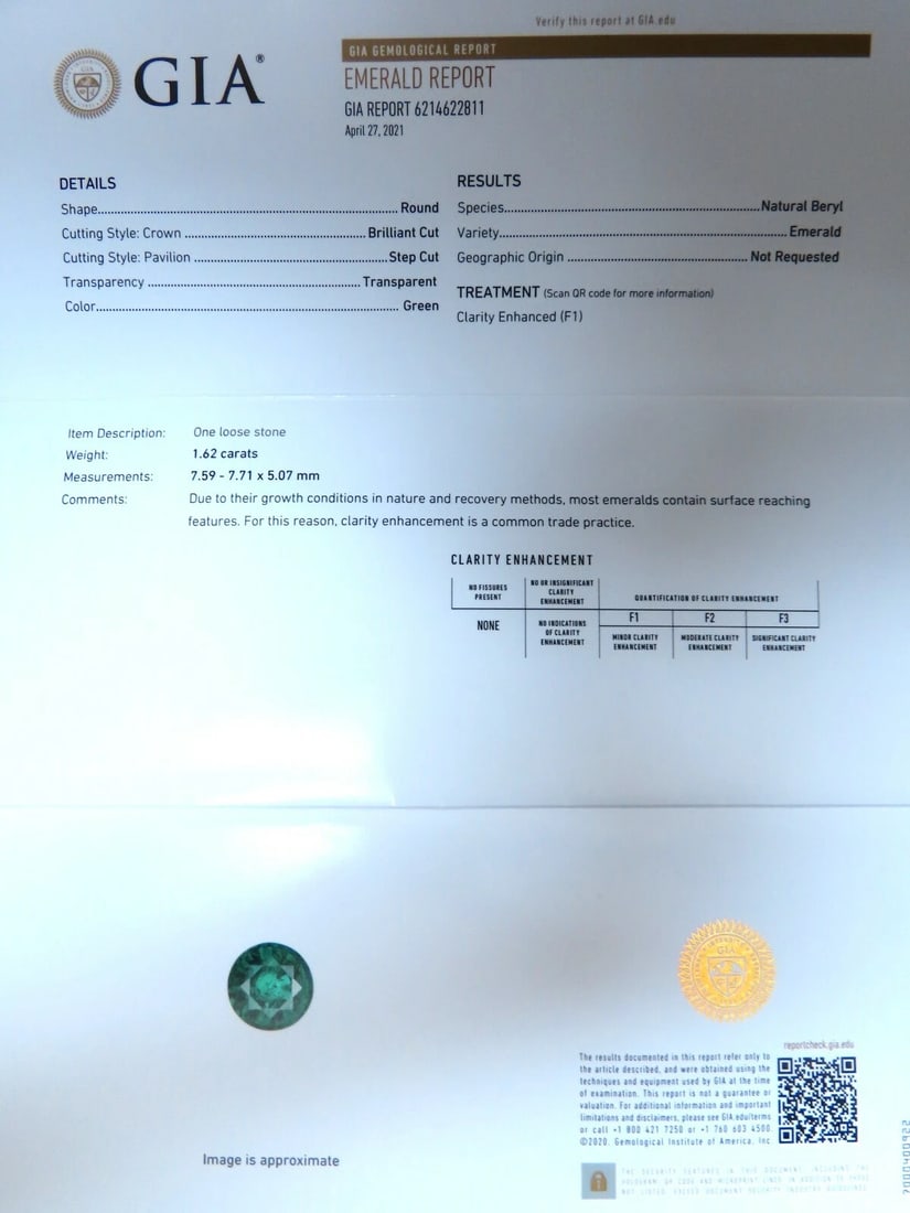 GIA Certified: 1.62ct Natural Emerald Diamonds Ring 18kt (F1) - 7