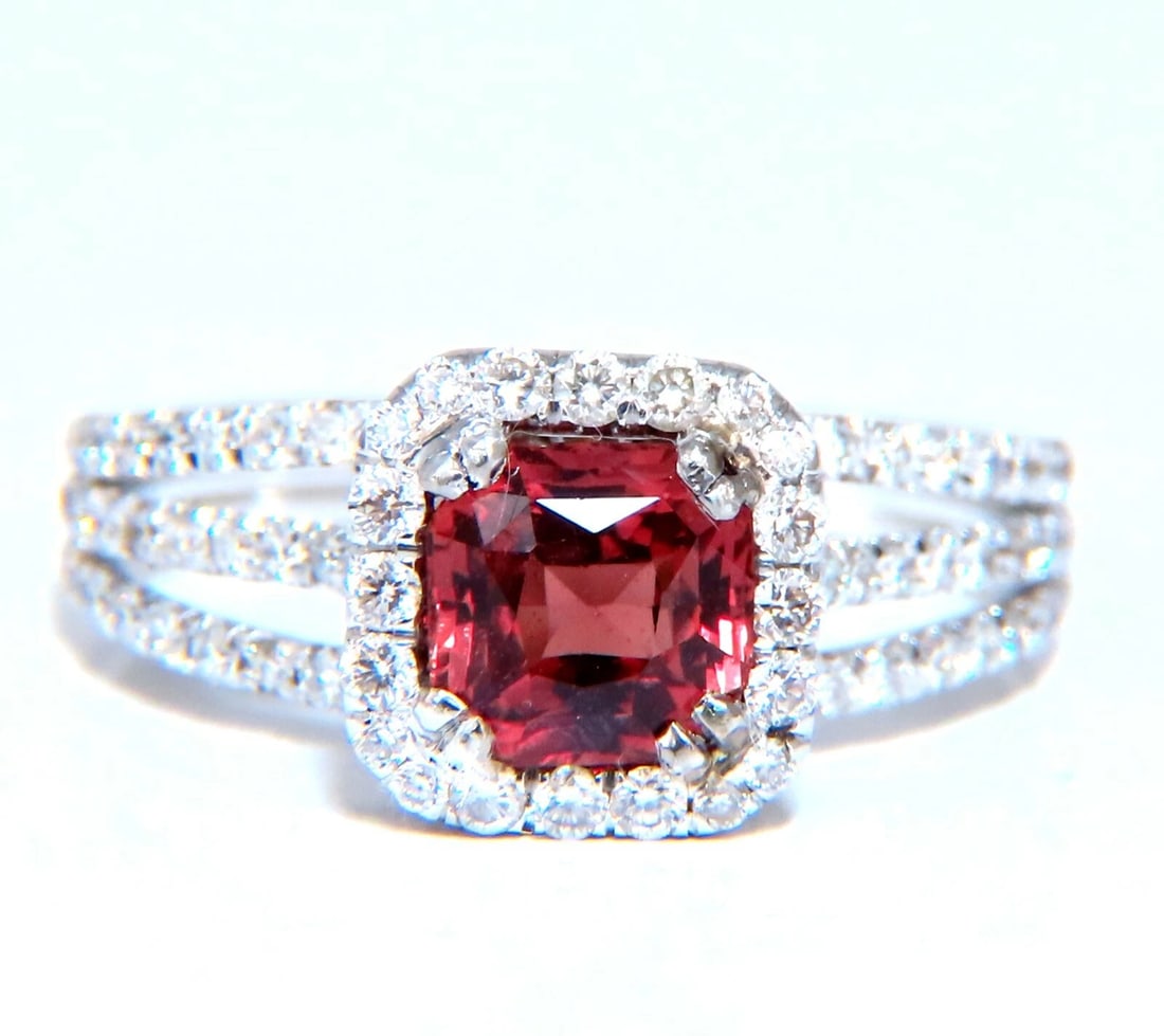 GIA Certified 1.21ct Natural Red Orange No Heat Sapphire Diamonds Ring 18kt - 2