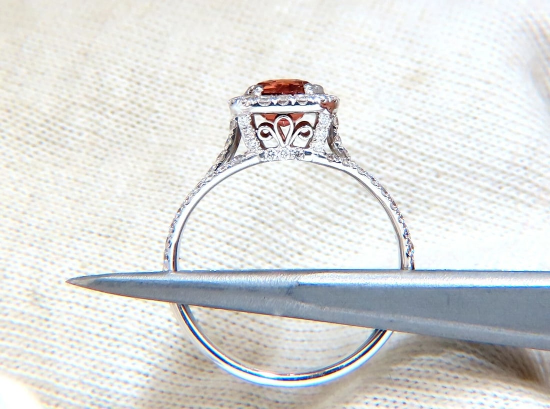 GIA Certified 1.21ct Natural Red Orange No Heat Sapphire Diamonds Ring 18kt - 4