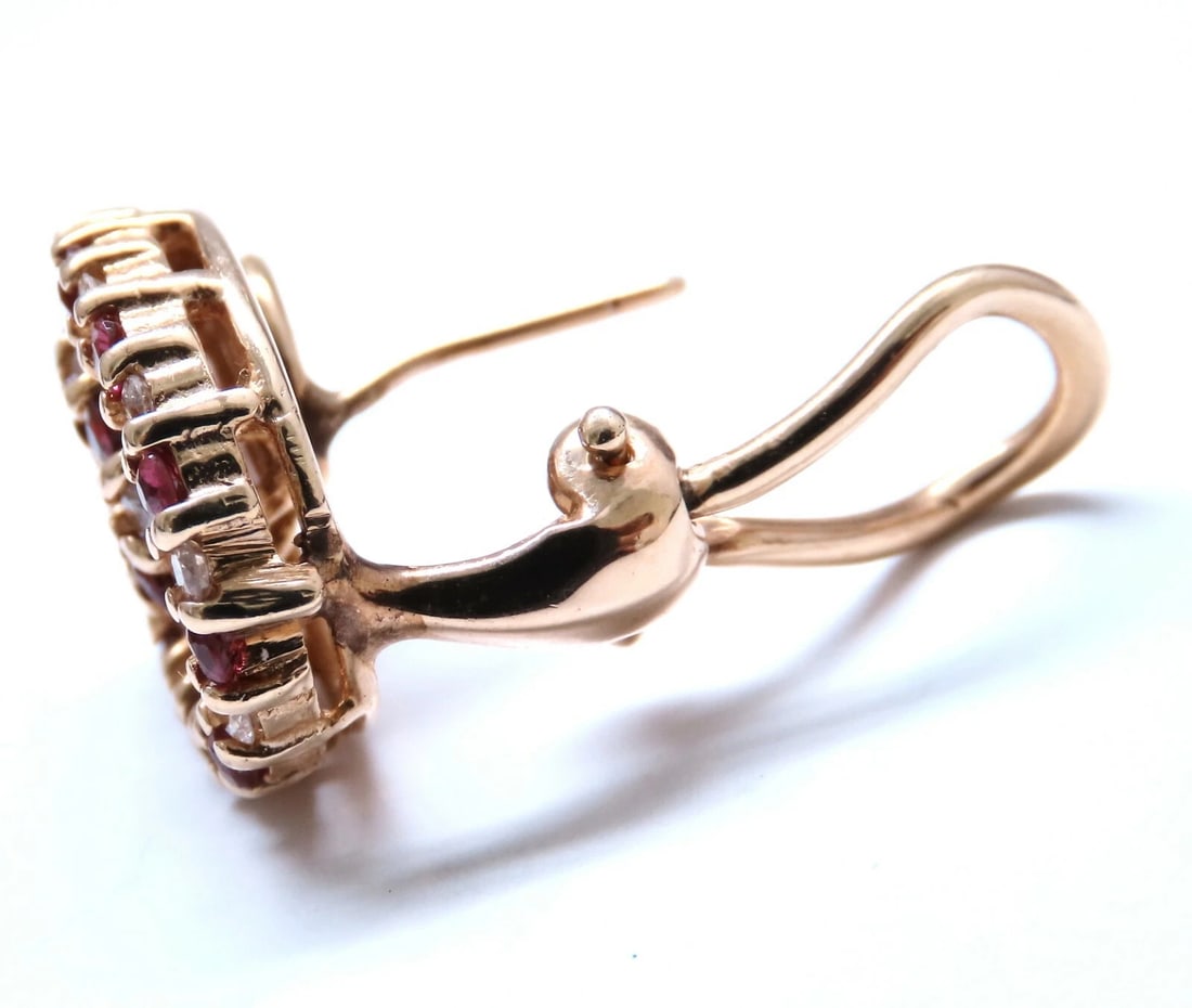 1.15ct. Natural Ruby Diamond Swirl Clip Earrings 14kt gold - 3