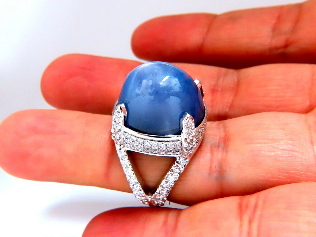 GIA Certified 49.73ct No Heat Color Change Sapphire Diamonds Ring 18kt - 7