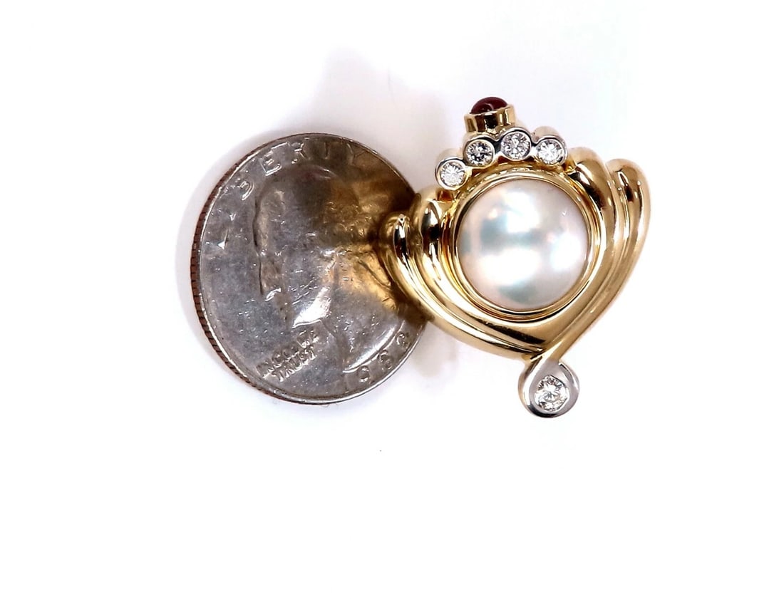 Lagos 11mm Mabe Pearls .60ct Diamonds Clip Earrings 18kt Gold - 2