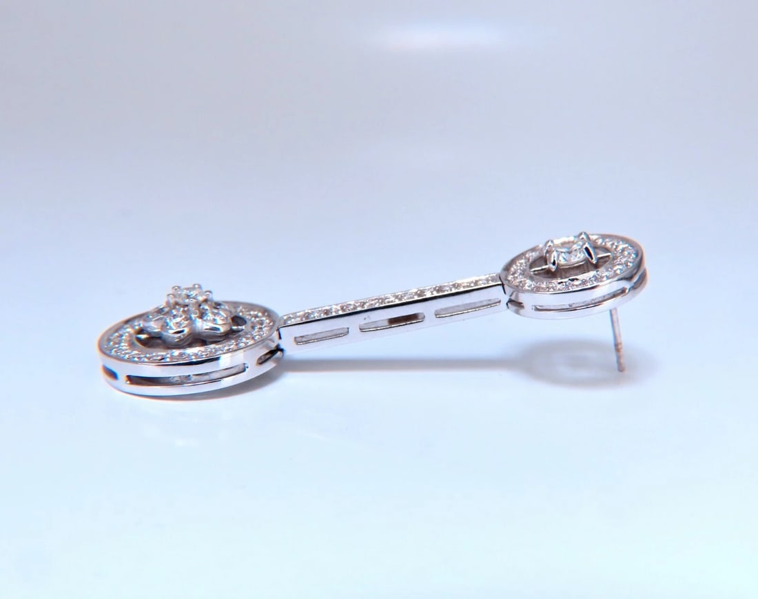 2.30ct natural diamonds cluster bar stud earrings 18kt gold - 3
