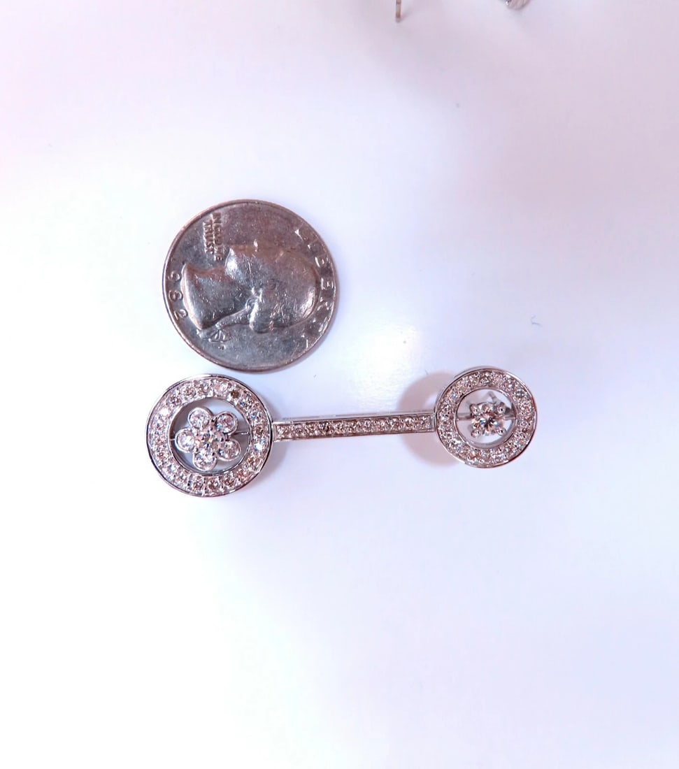 2.30ct natural diamonds cluster bar stud earrings 18kt gold - 5