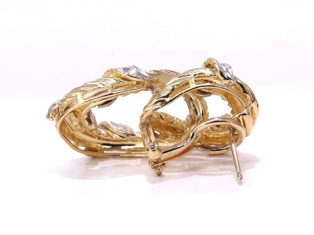 .50ct. natural round diamond loop link earrings 18kt clip - 3